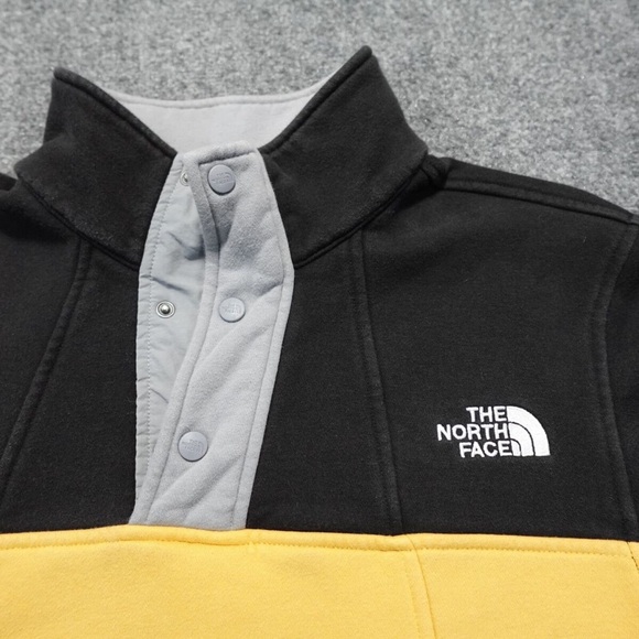 North Face Sweater Mens L Yellow Alphabet City Fleece Pullover Sweatshirt - Picture 2 of 8